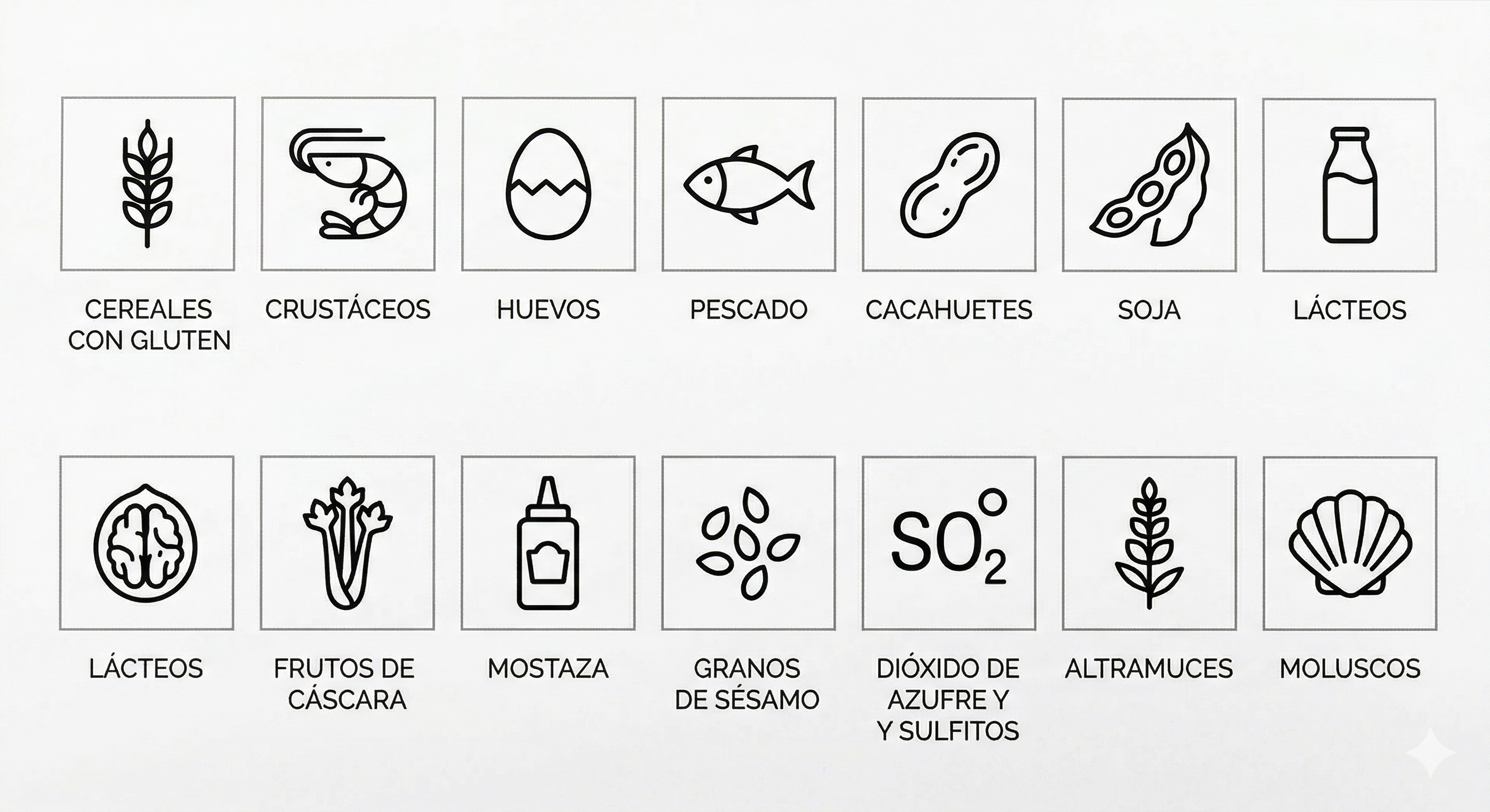 Официальный блок с иконками пищевых аллергенов